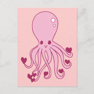 Rosa Liebe Oktopus Postkarte