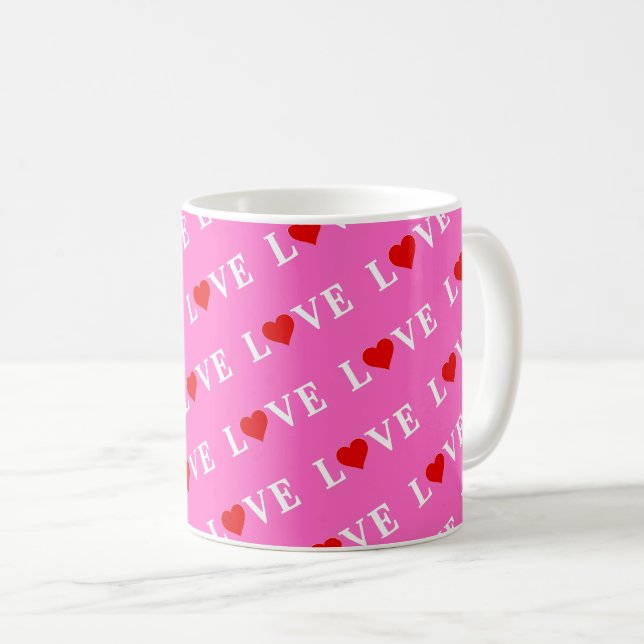 Rosa LIEBE Romantisches Elegant Kaffeetasse (VorderseiteRechts)