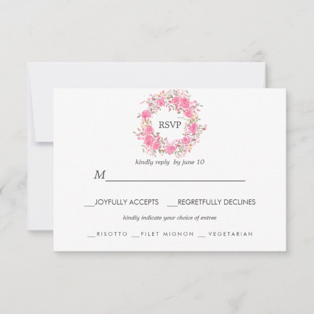 Rosa Liebe | Rose - RSVP-Hochzeitessen RSVP Karte (Vorderseite)