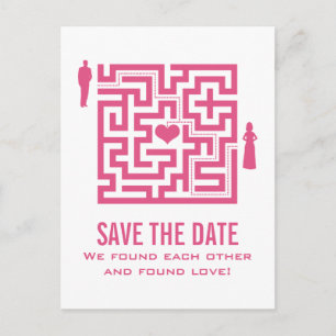 Rosa Liebe Save the Date Maze Postkarte