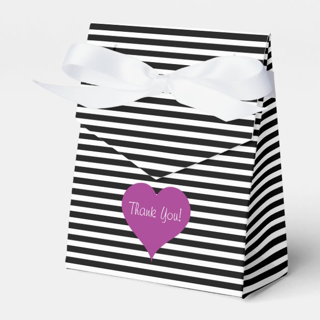 Rosa Liebe Schwarz-Weiß Streifen Muster Name Geschenkschachtel (Vorderseite)