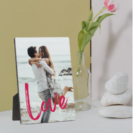 Rosa LIEBE Script Easel Foto Frameless Fotoplatte