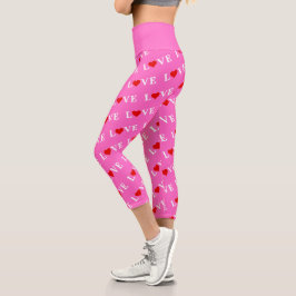 Rosa LIEBE und Herz Girly Chic Moderne Elegante Capri Leggings