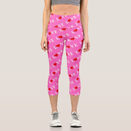 Rosa LIEBE und Herz Girly Chic Moderne Elegante Capri Leggings