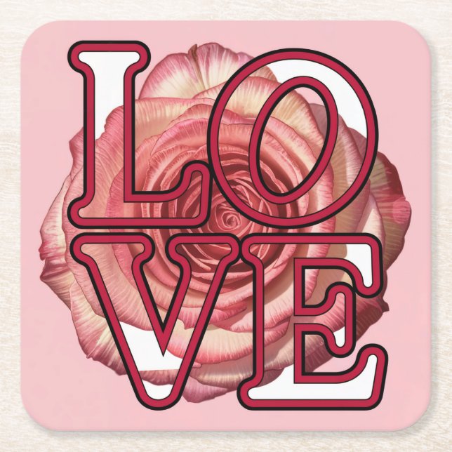 Rosa LIEBE Untersetzer Set (Vorderseite)