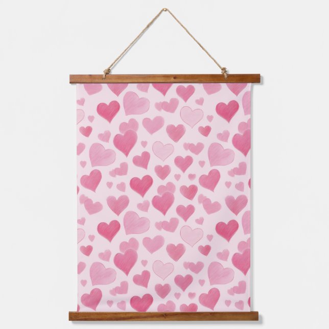 Rosa Liebe Wandteppich Mit Holzrahmen (Vorderseite)