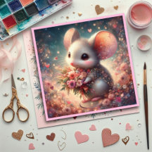 Rosa Liebe Wasserfarben Blume Maus Valentine