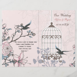 Rosa-Liebling-Bircage-Bi-Falte Hochzeitsprogramm