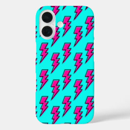 Rosa Lightning Volt Handyhülle 80er Design iPhone 16 Hülle