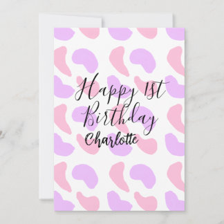Rosa lila abstrakte Formen glücklich 1. Einladung