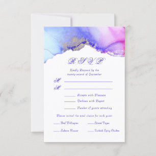 Rosa Lila Abstrakte Hochzeitskarte RSVP Karte