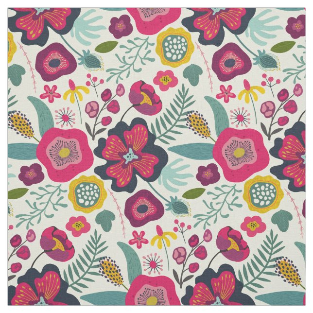 Rosa Lila Abstraktes Blumenmuster Stoff (Muster)