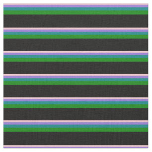 Rosa, Lila, Aquamarin, grüne und schwarze Linien Stoff