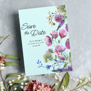 Rosa Lila Aquamarine Wildblume Sommer Save the Dat Einladung