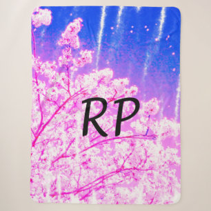 Rosa lila Aquarell-Blumen-Initialen-Titel n Sherpadecke