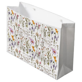 Rosa lila Aquarell-Wildblumen-Aquarell Große Geschenktüte