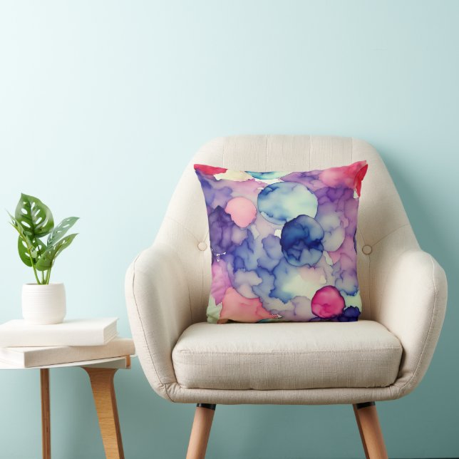 Rosa Lila Aquarellfarbe Fusion Kissen (Stuhl )