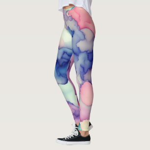 Rosa Lila Aquarellfarbe Fusion Leggings