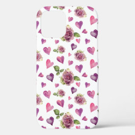 Rosa Lila Aquarellfarben Blume Herz Case-Mate iPhone Hülle
