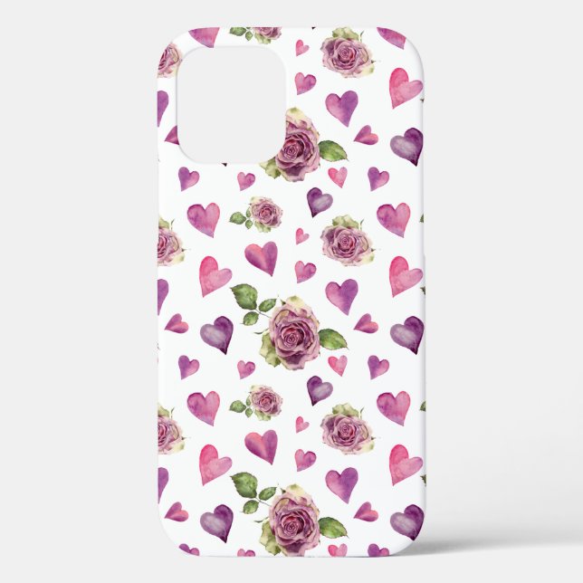 Rosa Lila Aquarellfarben Blume Herz Case-Mate iPhone Hülle (Rückseite)
