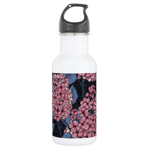 Rosa Lila auf dunkelblau Edelstahlflasche