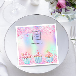 Rosa lila Backkuchenlogos Serviette