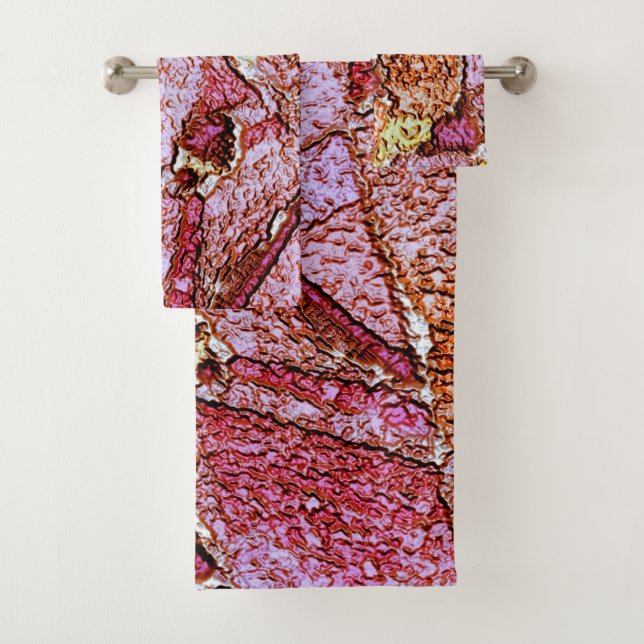 Rosa Lila bemalter Vulkangestein zeichnend Badhandtuch Set (Insitu)