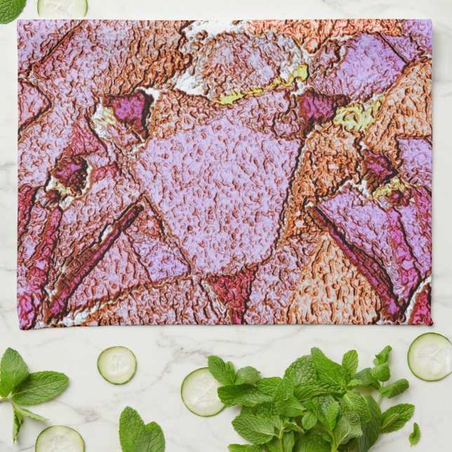 Rosa Lila bemalter Vulkangestein zeichnend Geschirrtuch (Gefaltet)