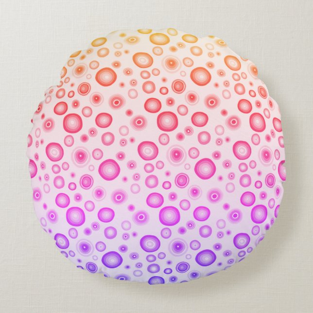 Rosa Lila Bläschen Moderne Kreise Muster Rundes Kissen (Vorderseite)