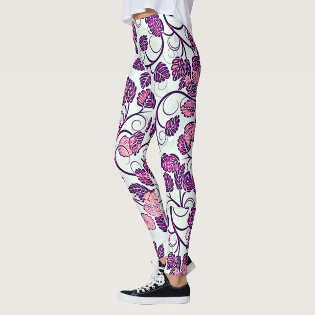 Rosa + Lila Blätter Leggings (Links)