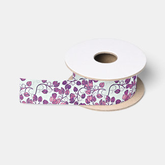 Rosa + Lila Blätter Satin Ribbon Satinband