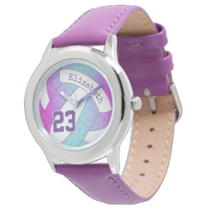 rosa lila blau farbenfroh Mädchen-Volleyball Armbanduhr