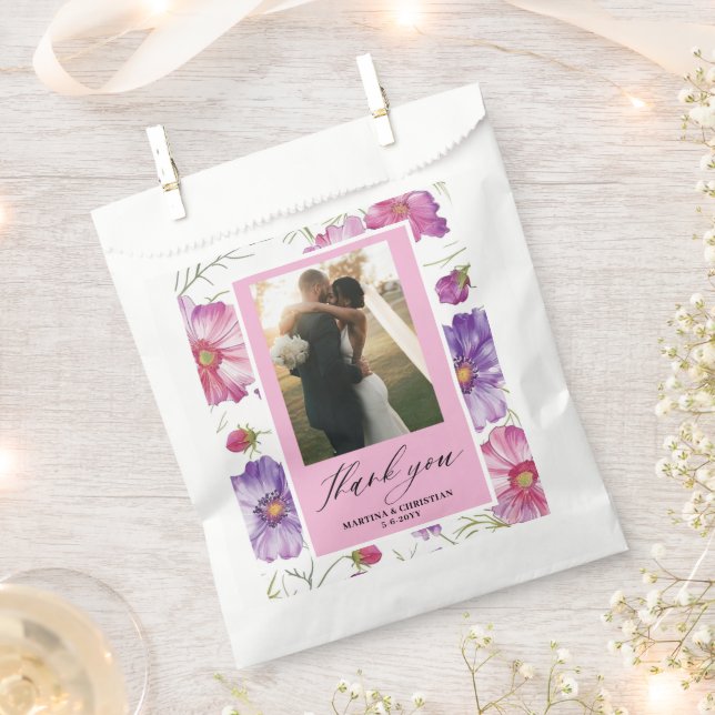 Rosa Lila Blossom Foto Hochzeit Geschenktütchen (Ausgeschnitten)