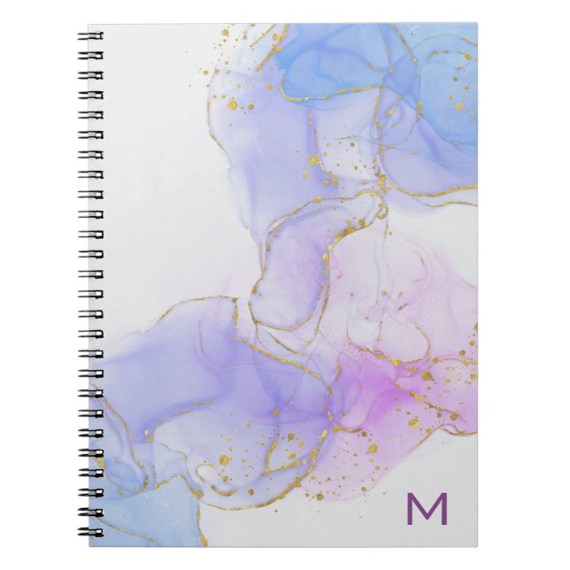 Rosa, Lila, Blue Alcohol Ink Foto Notebook Notizblock (Vorderseite)