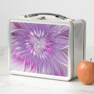 Rosa Lila Blume Leidenschaft Abstraktes Fraktal Ku Metall Lunch Box