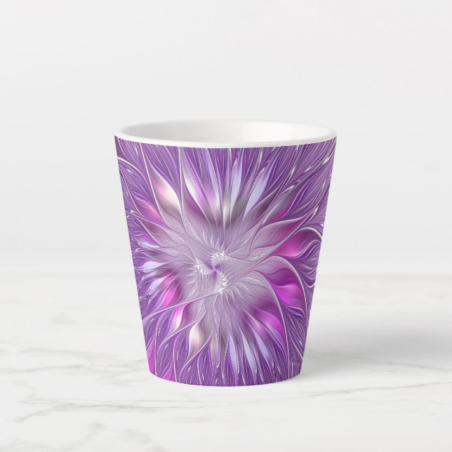 Rosa Lila Blume Leidenschaft Abstraktes Fraktal Ku Milchtasse (Vorderseite)