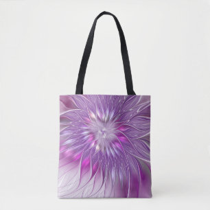 Rosa Lila Blume Leidenschaft Abstraktes Fraktal Ku Tasche