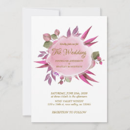 Rosa Lila Blumen Elegante Moderne Hochzeit Einladung