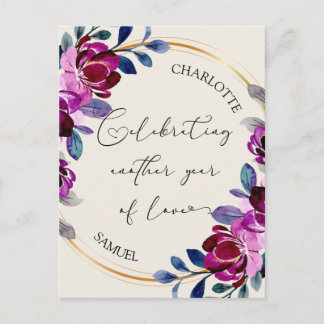 Rosa Lila Blumen Feiern Liebe Jubiläum Postkarte
