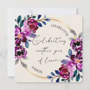 Rosa lila Blumen Hochzeitstagskarte zur Feier der