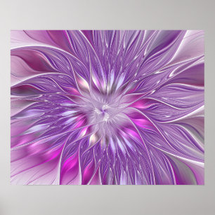 Rosa lila Blumen Leidenschaft Abstracte Fraktal Ku Poster