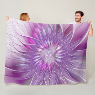 Rosa lila Blumen-Passion-Abstrakt-Fraktal-Kunst Fleecedecke