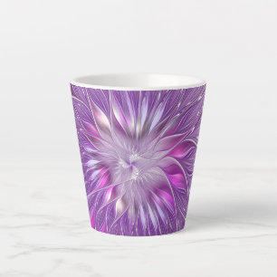 Rosa lila Blumen-Passion-Abstrakt-Fraktal-Kunst Milchtasse