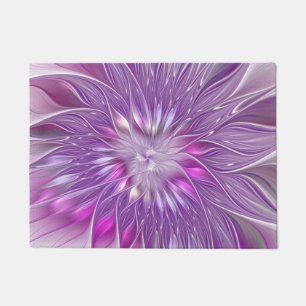 Rosa lila Blumen-Passion-Abstrakte-Fraktal-Kunst Fußmatte
