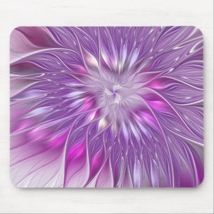 Rosa lila Blumen-Passion-Abstraktes Fraktal-Kunstw Mousepad