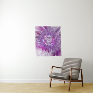 Rosa lila Blumen-Passion-Abstraktes Fraktal-Kunstw Wandteppich