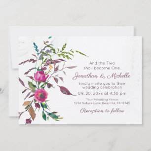 Rosa Lila Blumengarten Christliche Hochzeit Einladung