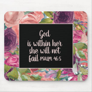 Rosa lila Blumenmuster schwarze christliche Bibel- Mousepad