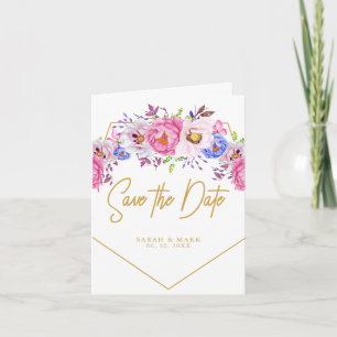 Rosa Lila Blumenrahmen Save the Date Einladung