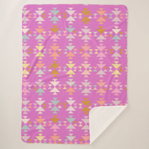 Rosa lila Boho geometrisches gemütliches modernes  Sherpadecke